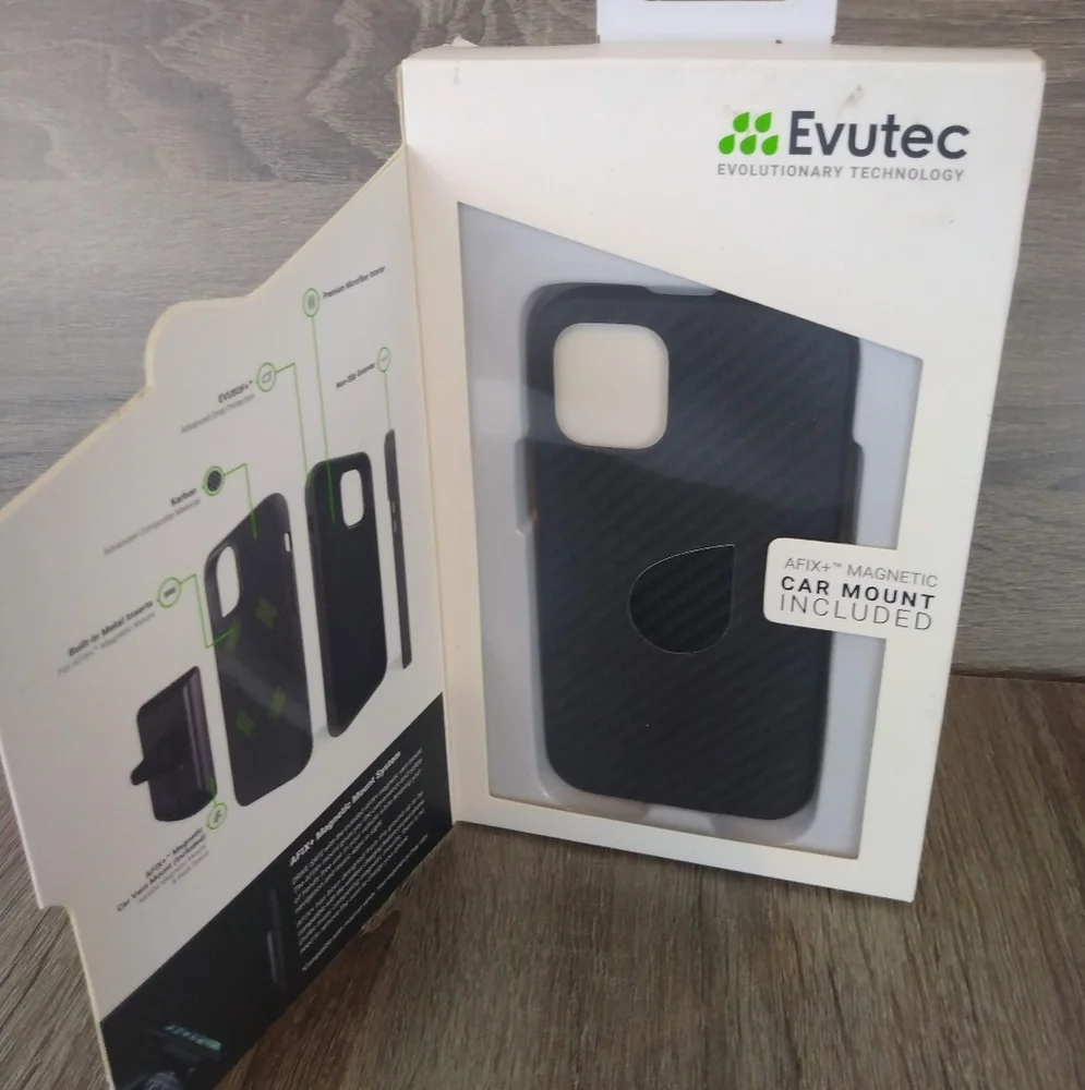 Evutec iphone 12 mini Black Phone Case/w Magntic Car Vent Mount